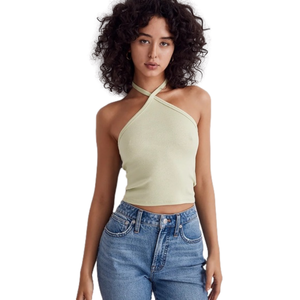 NWT Madewell Brightside Rib Halter Tank Top SMALL NK640 Green